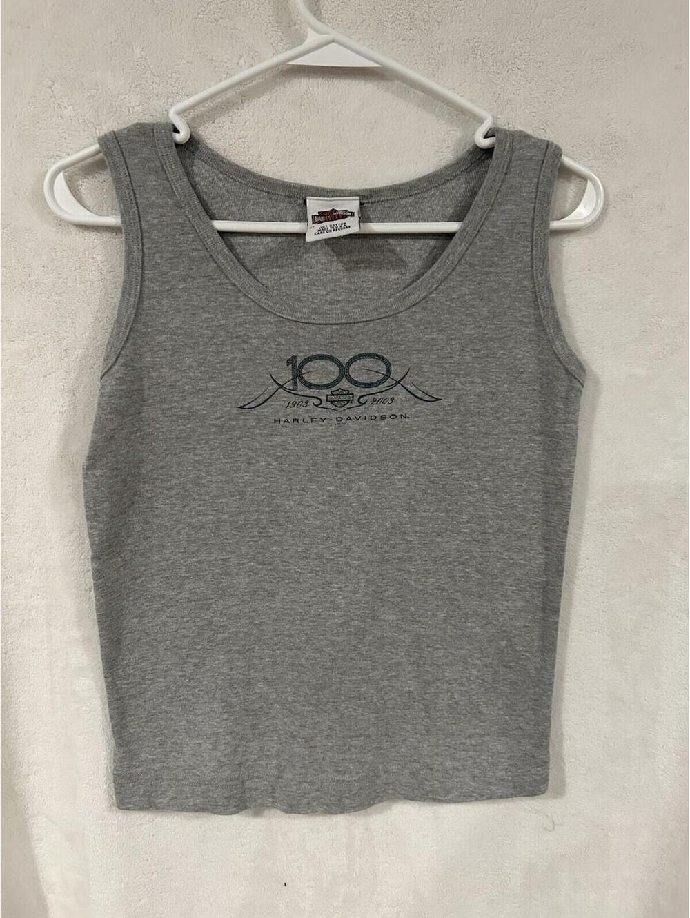 Y2K Harley Davidson Women’s Tank Top 2003 Gray 100th Anniversary XL Cheaha